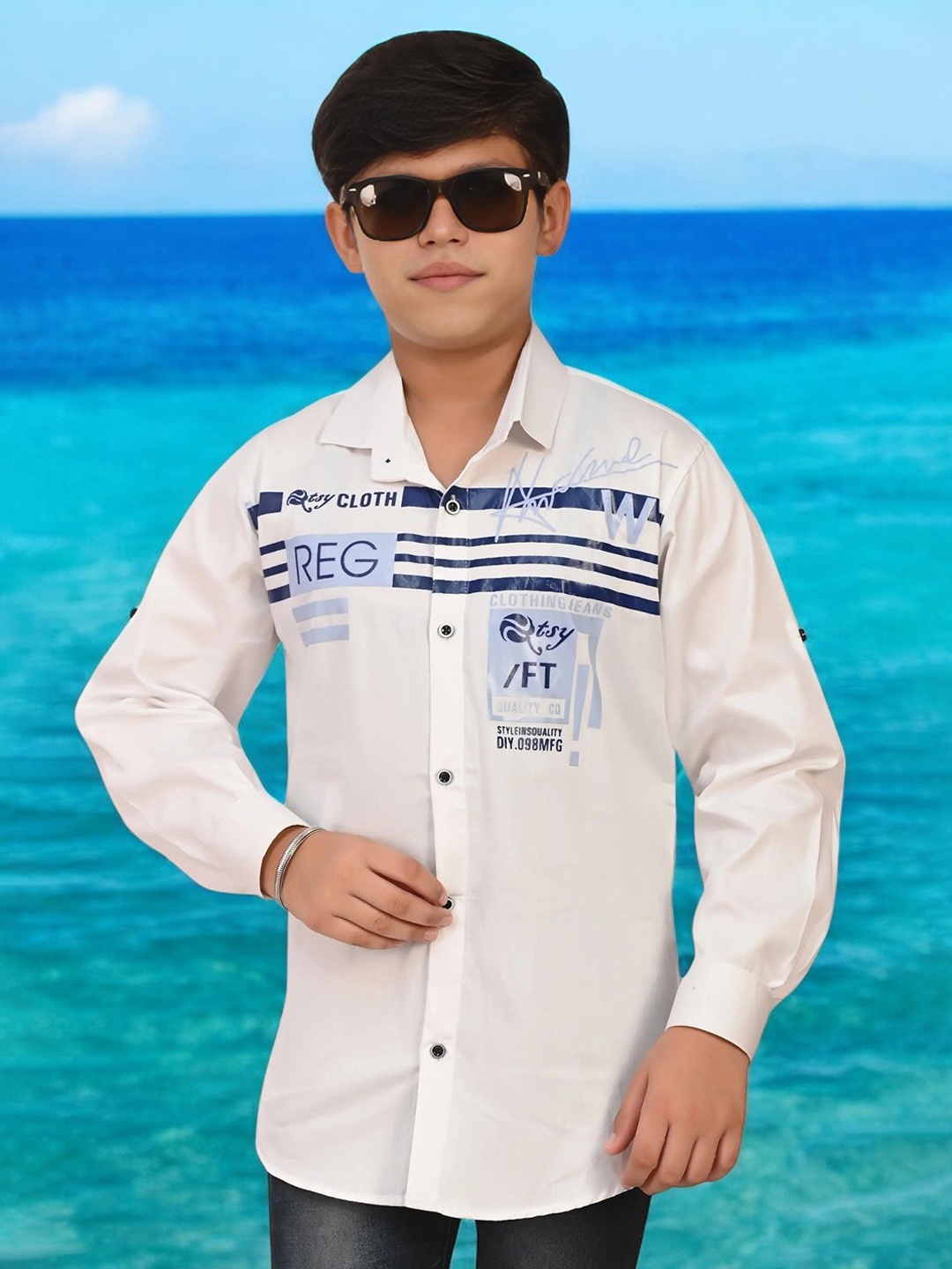 

Eliq Boys Original Opaque Printed Formal Shirt, White