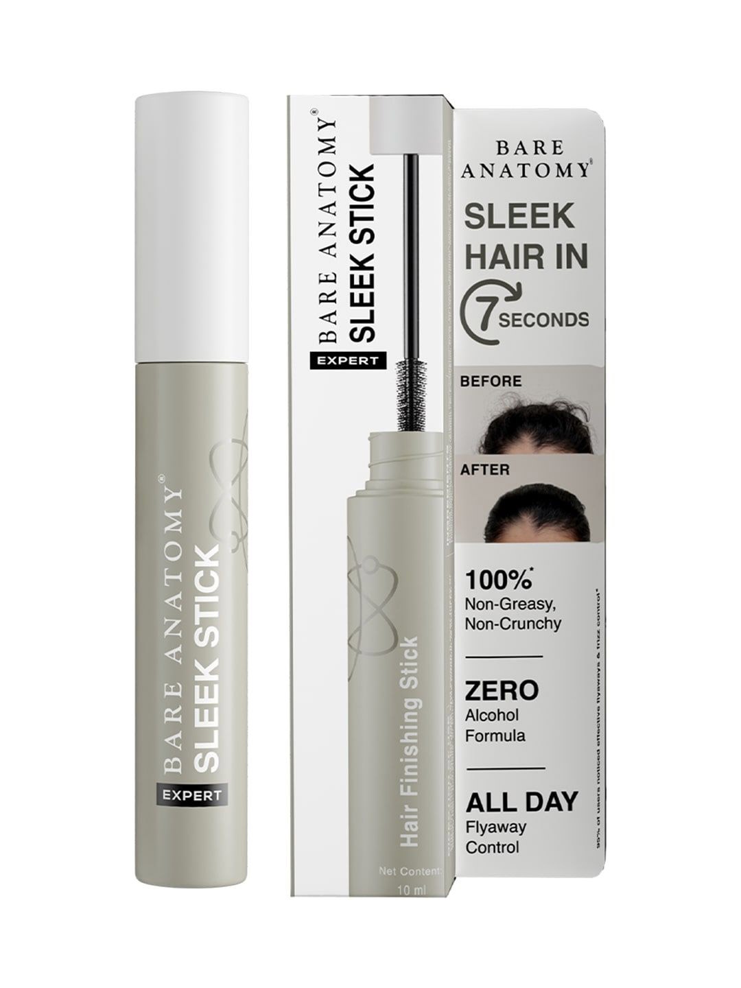 

Bare Anatomy Alcohol-Free Hair Finishing Stick for Baby Hair Styling - 10 ml, Grey