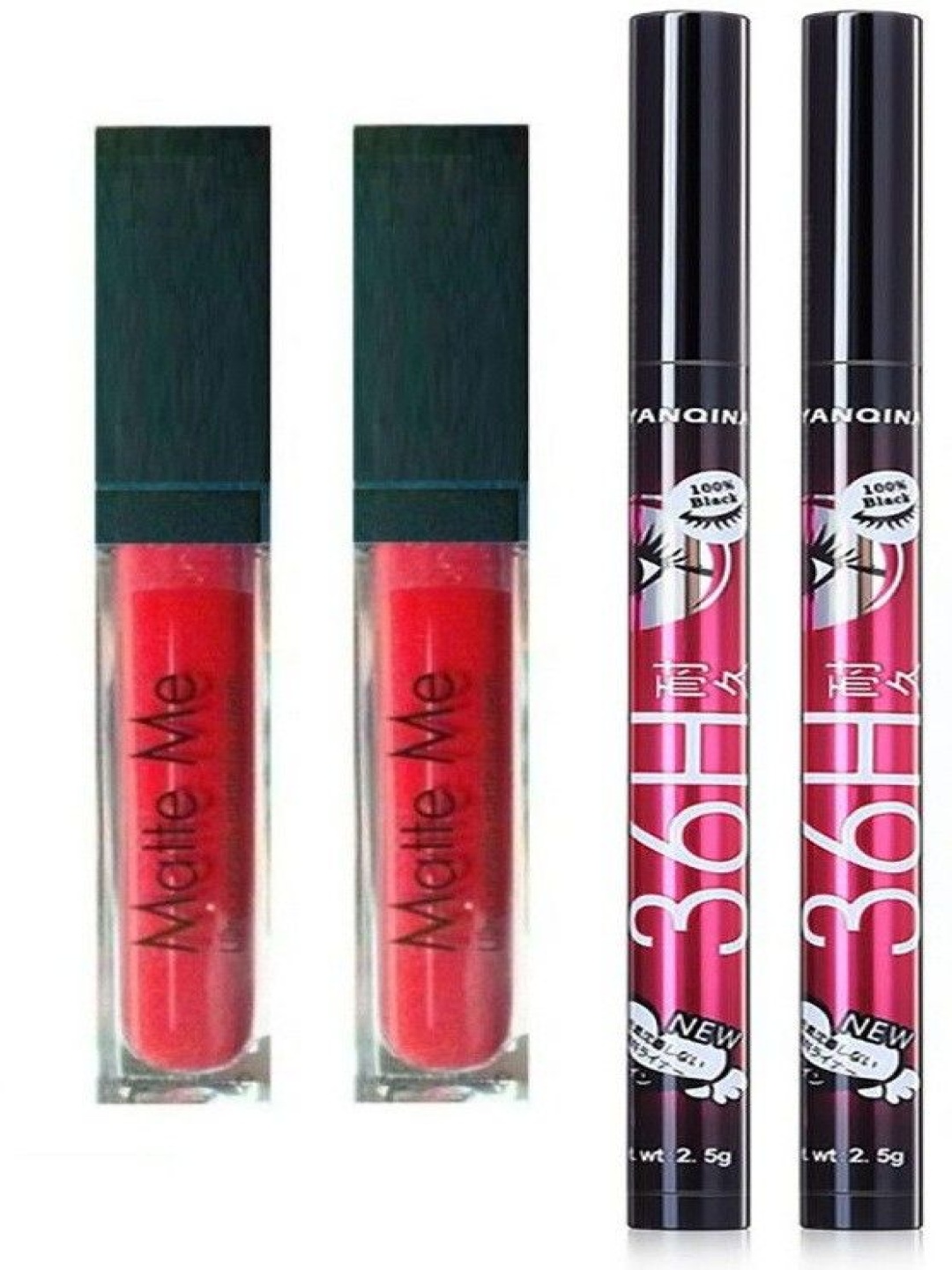 

Lenon Set Of 4 Matte Me Liquid Lipstick - 6 ml Each - Red With Eyeliner - 2.5 g Each