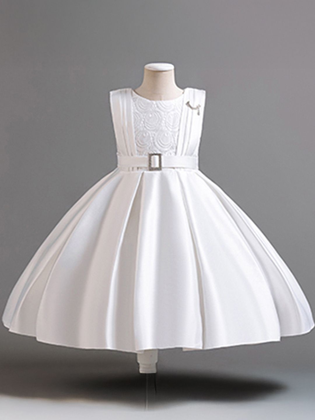 

Xsole Girls Sleeveless Fit and Flare Dress, White