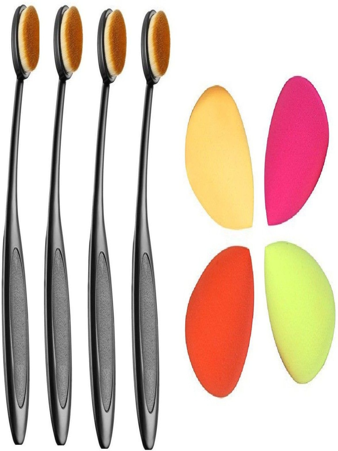

Lenon Set Of 8 Oval Brushes With Blender, Black