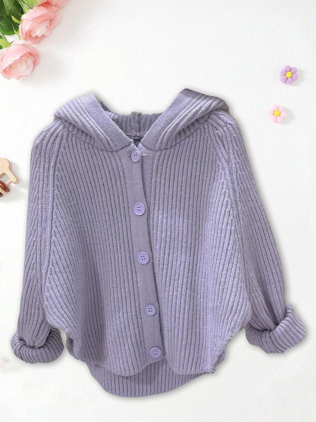 

FOREVER FRIDAY Girls Ribbed Hooded Cardigan, Lavender