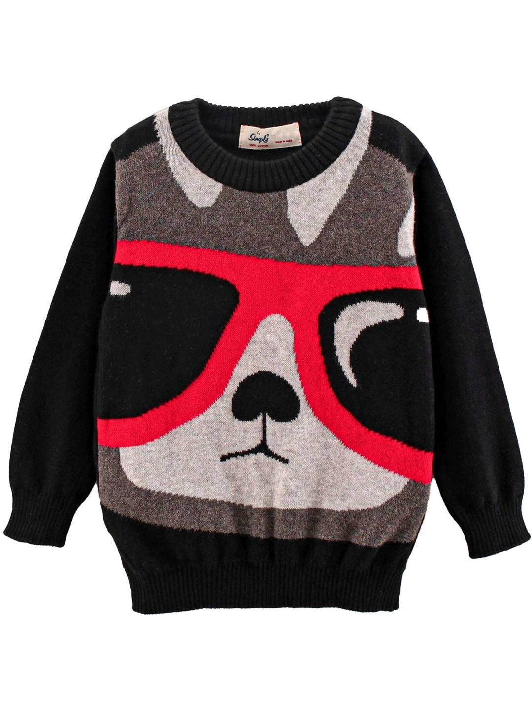 

Simply Boys Printed Pullover Sweater, Black