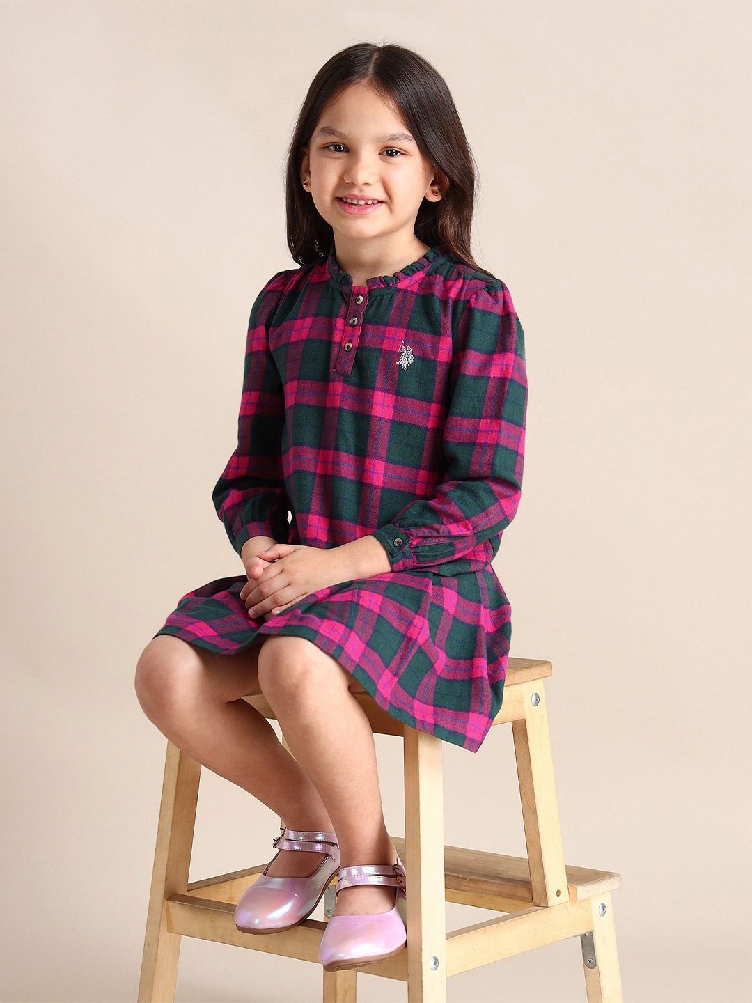 

U.S. Polo Assn. Kids Checked Cotton Shirt Style Top, Red