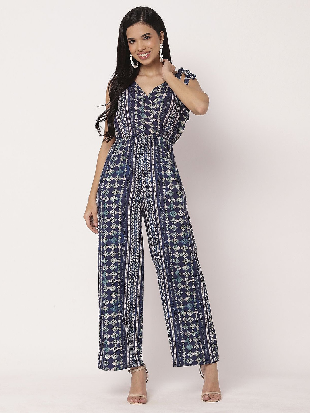 

Moomaya Women Printed Basic Jumpsuit, Navy blue