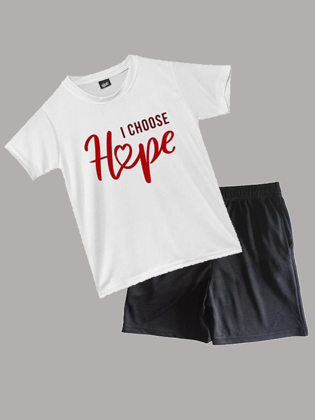 

RISH Unisex Kids Printed Round Neck T-Shirt With Shorts, White