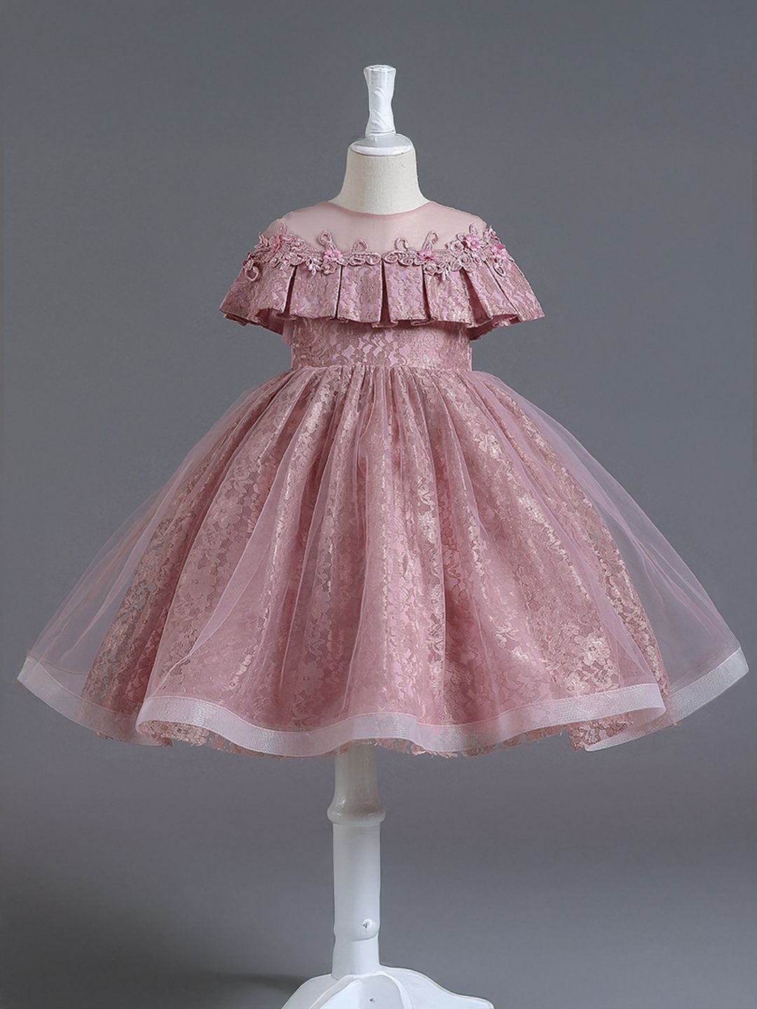 

Xsole Girls Floral Embroidered Fit & Flare Dress, Pink