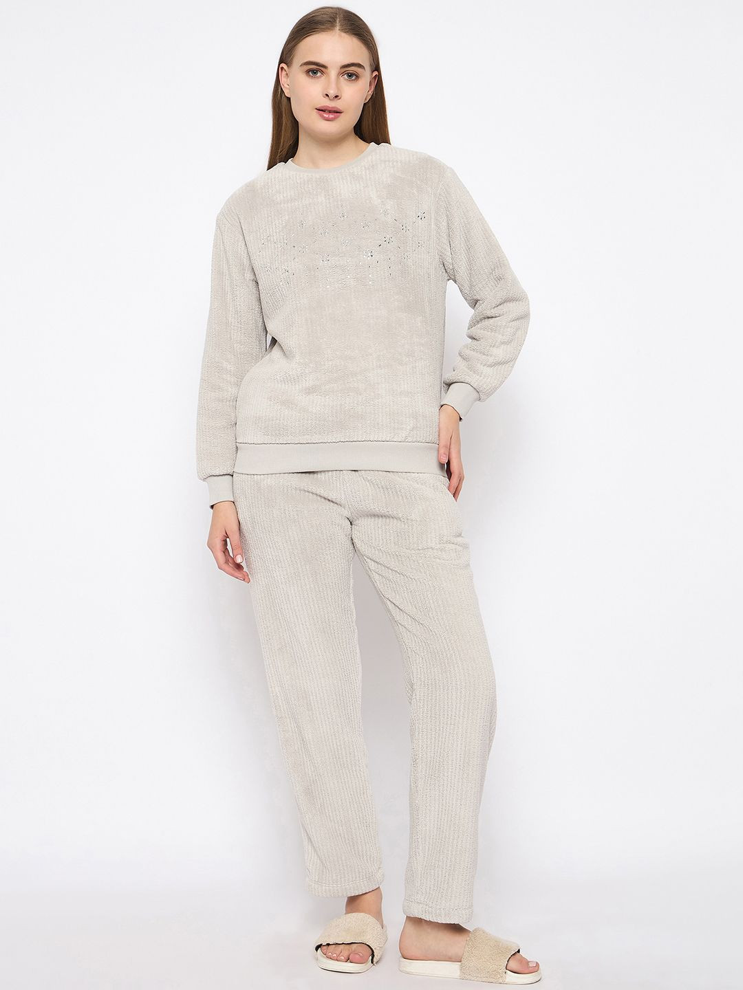

MADAME M SECRET Women Round Neck Night suit, Grey