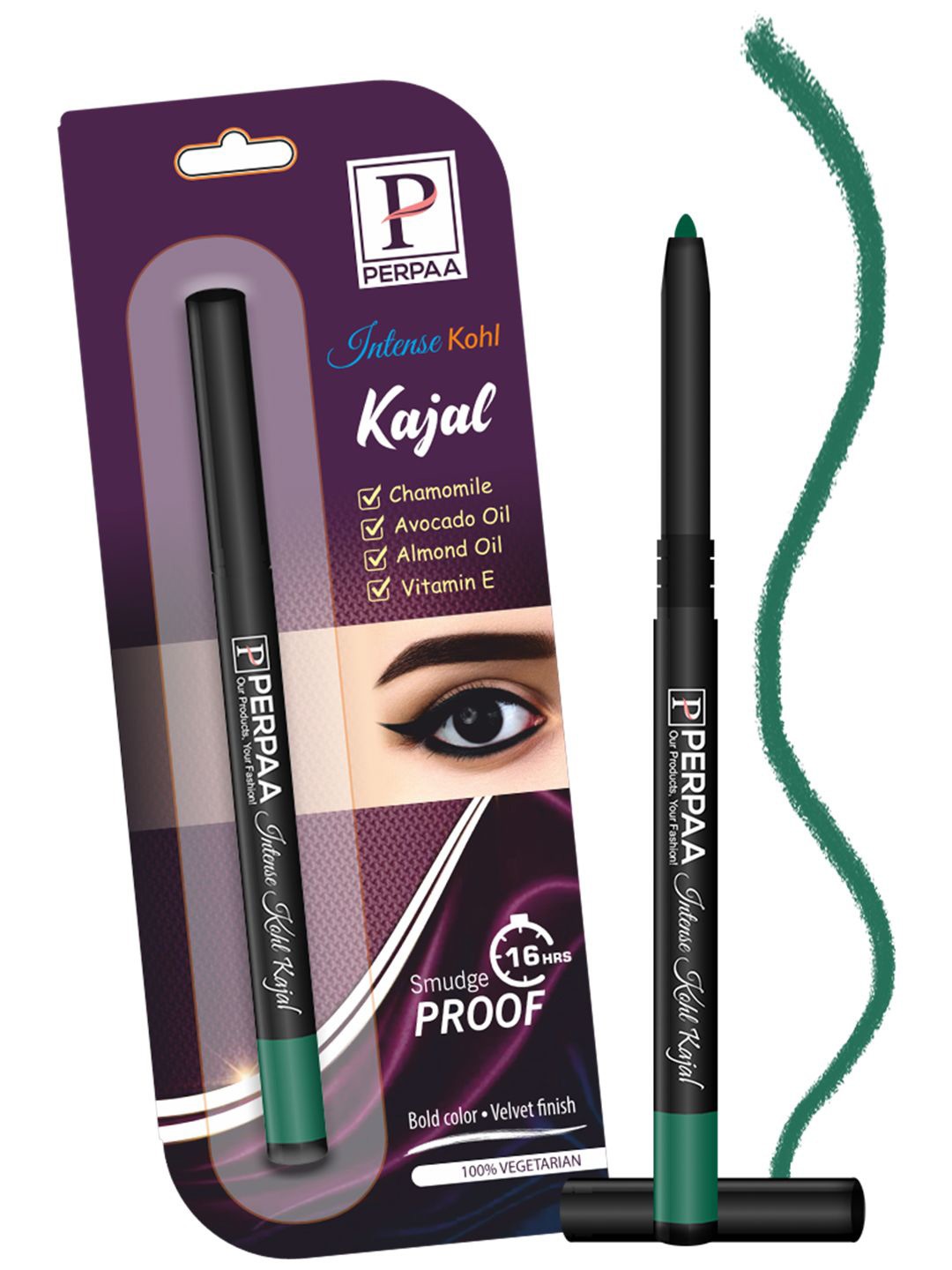 

PERPAA Intense Kohl Long-Lasting Kajal With Avocado Oil - 0.35g - Green