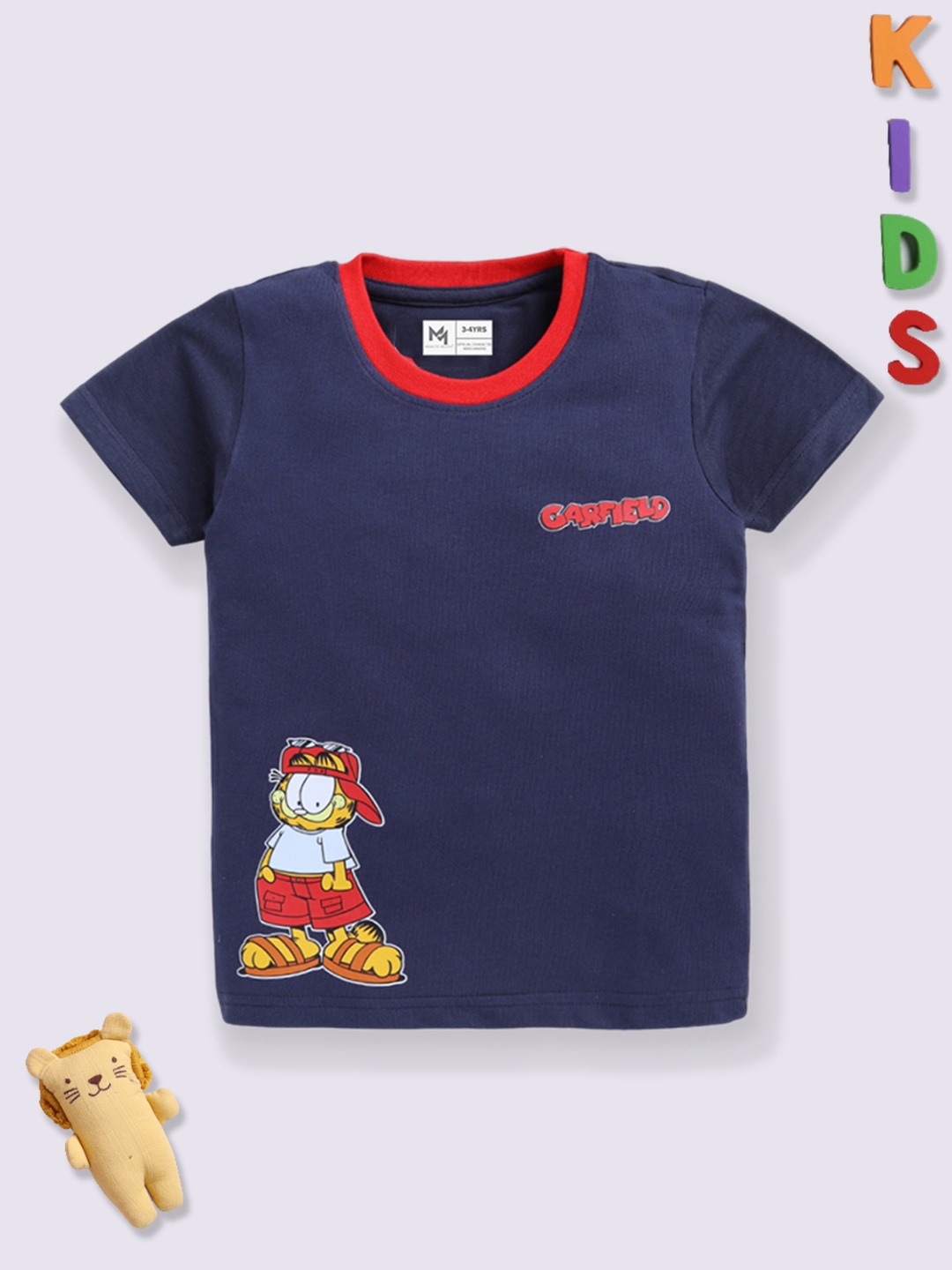 

YK X Minute Mirth Boys Garfield Printed T-shirt, Navy blue