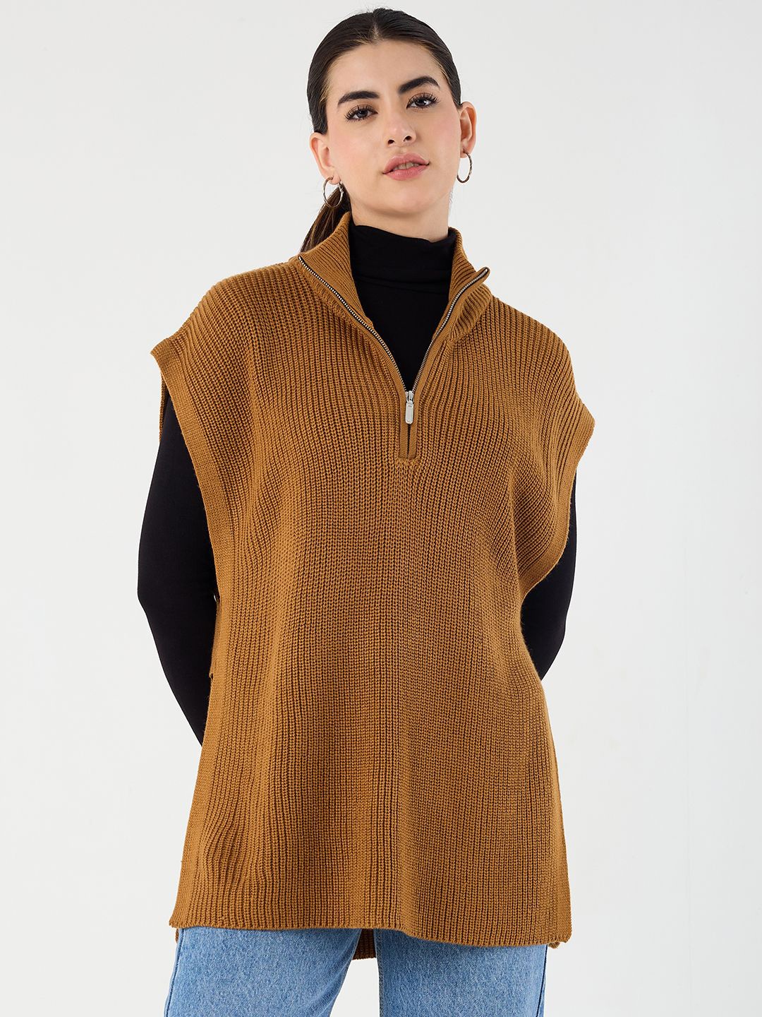 

FEMMELLA Women Ribbed Longline Cardigan, Yellow