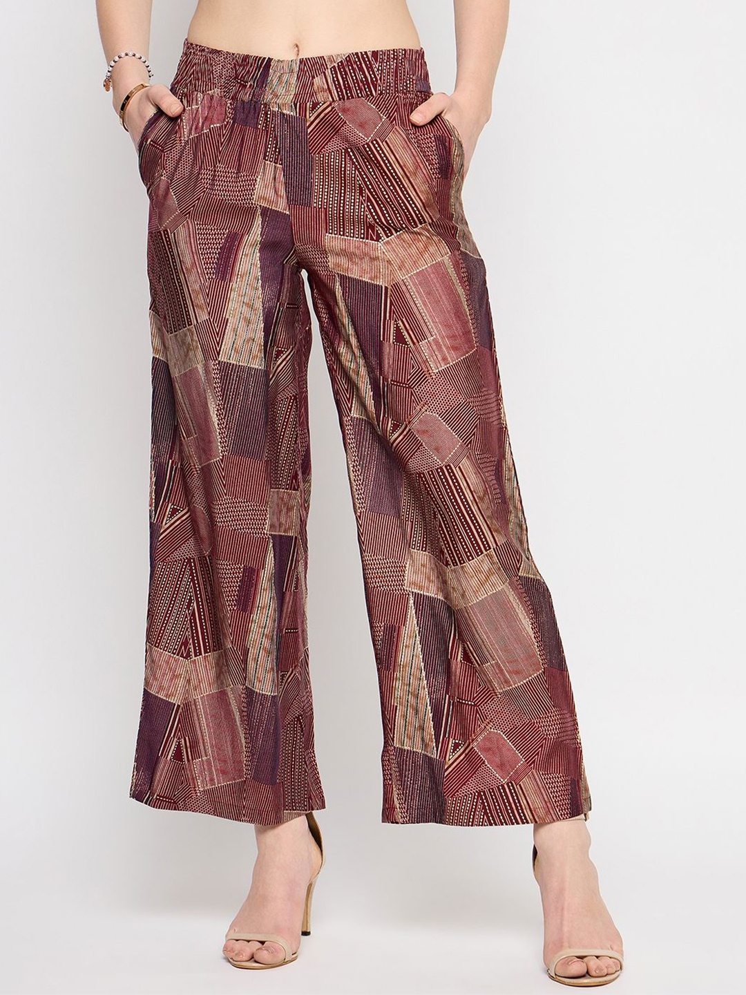 

Novio Women Printed Palazzos, Maroon