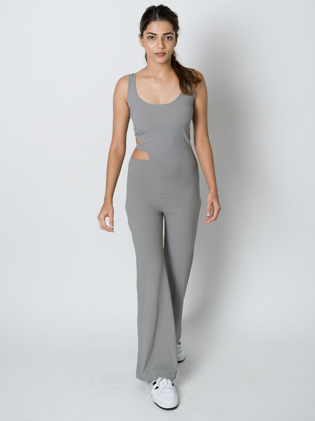 

HOP HEAD Women Shoulder Straps Cotton Basic Jumpsuit, Grey