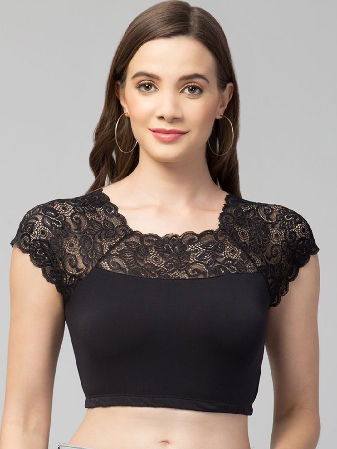 

Trend Level Embroidered Net Crop Top, Black