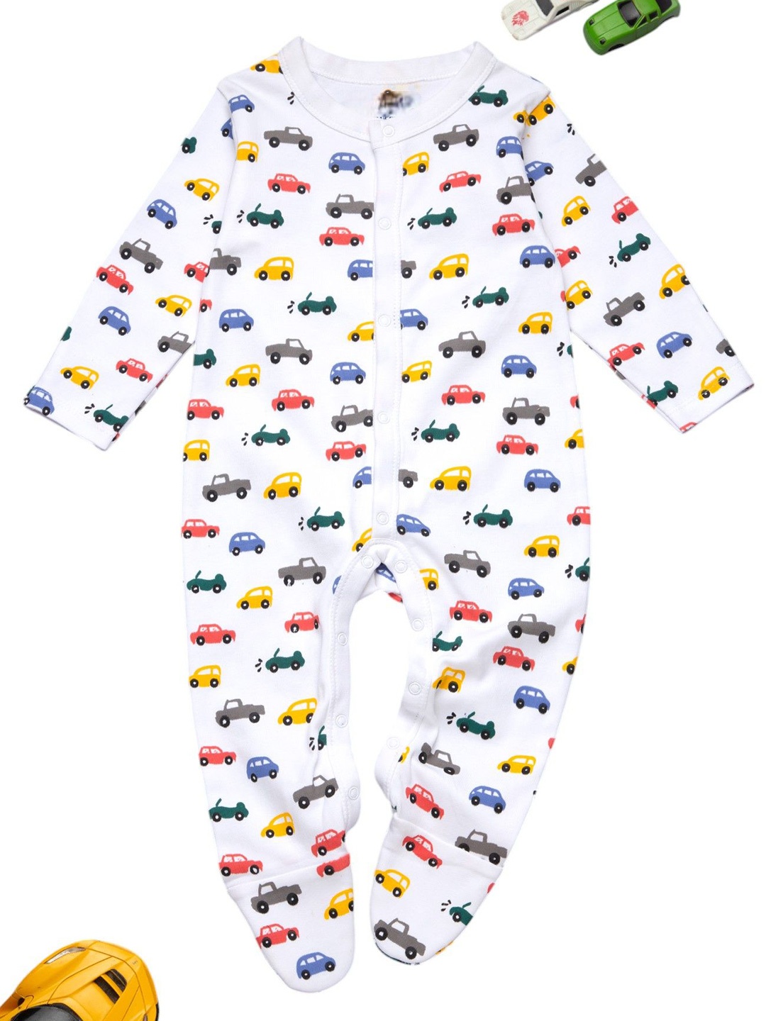 

BONTOTS Infant Boys Printed Organic Cotton Sleepsuit, White