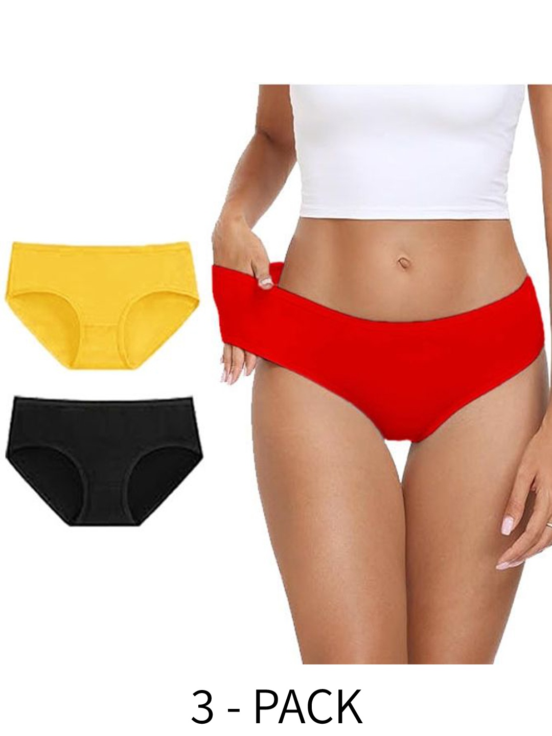 

Diving Deep Women Pack of 3 Hipster Briefs, Yellow