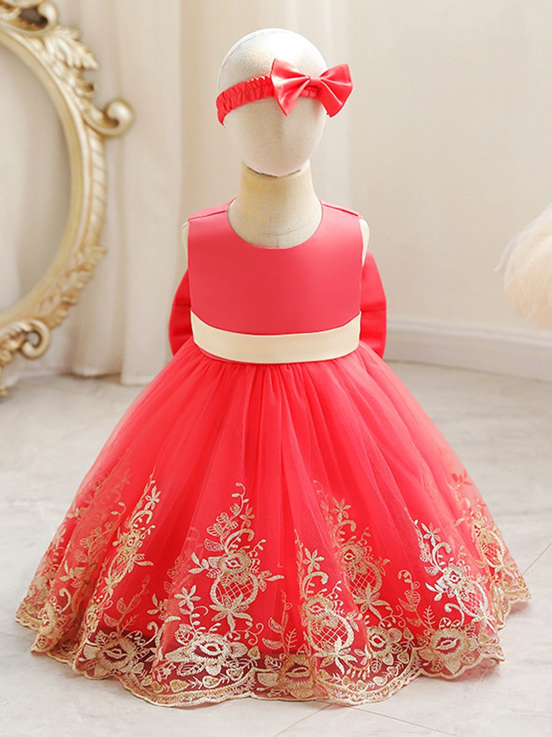

Xsole Girls Embellished Gown Dress, Red