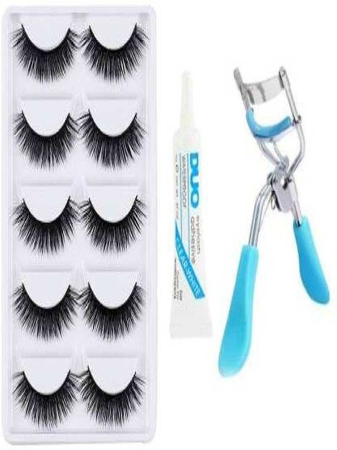 

Set Of 8 Eyelashes Eyelash Curler, Eyelash Glue & Eyeliner, Multi