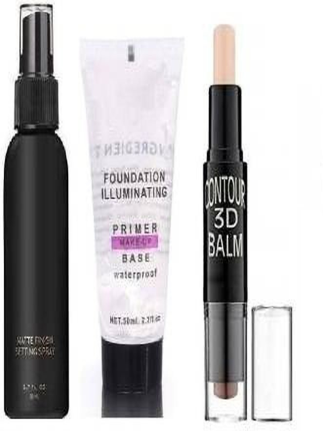 

Lenon Set Of 3 Makeup Primer With Fixer- 50 ml Each & 3D Contour Stick, Black
