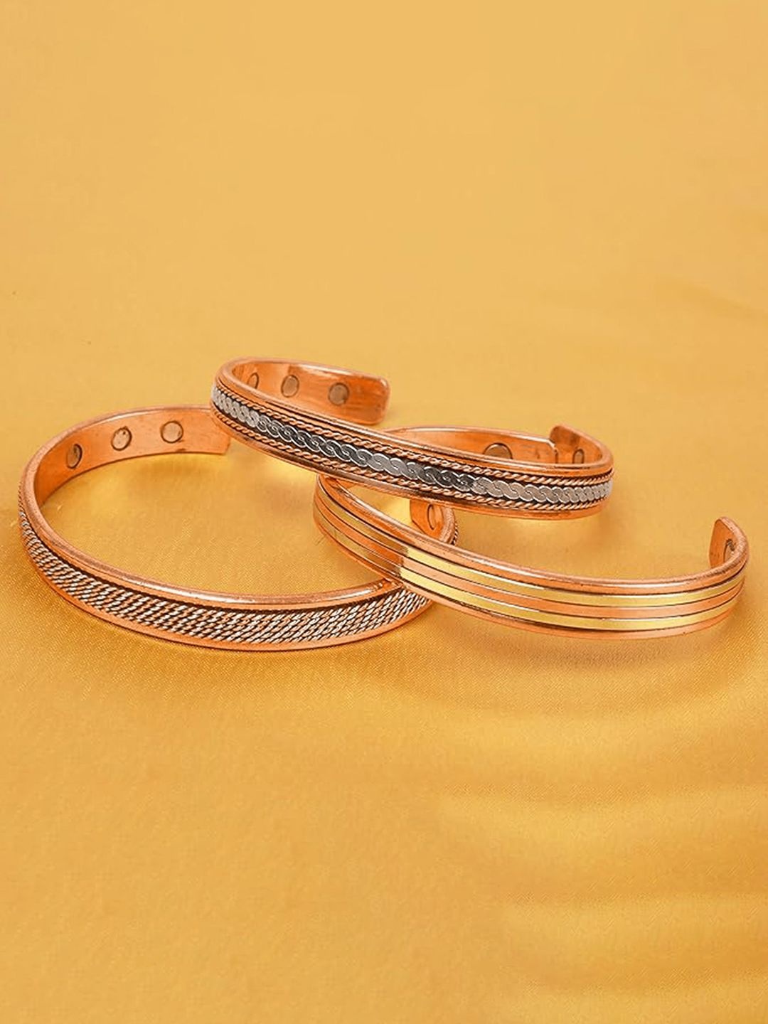 

Peora Unisex Set Of 3 Rose Gold-Plated Cuff Bracelet