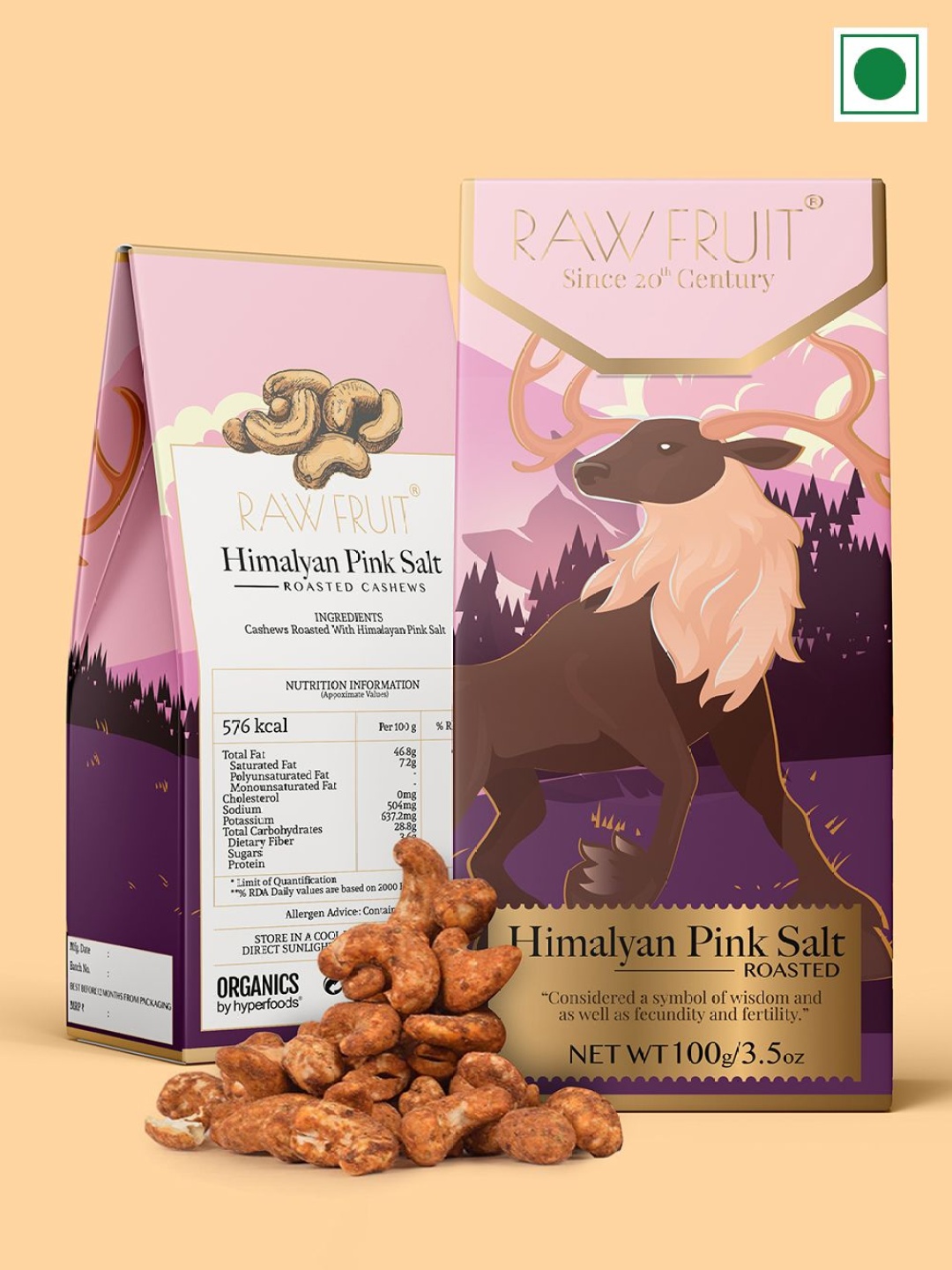 

RawFruit Pink Salt Roasted Cashew 100g, Multi