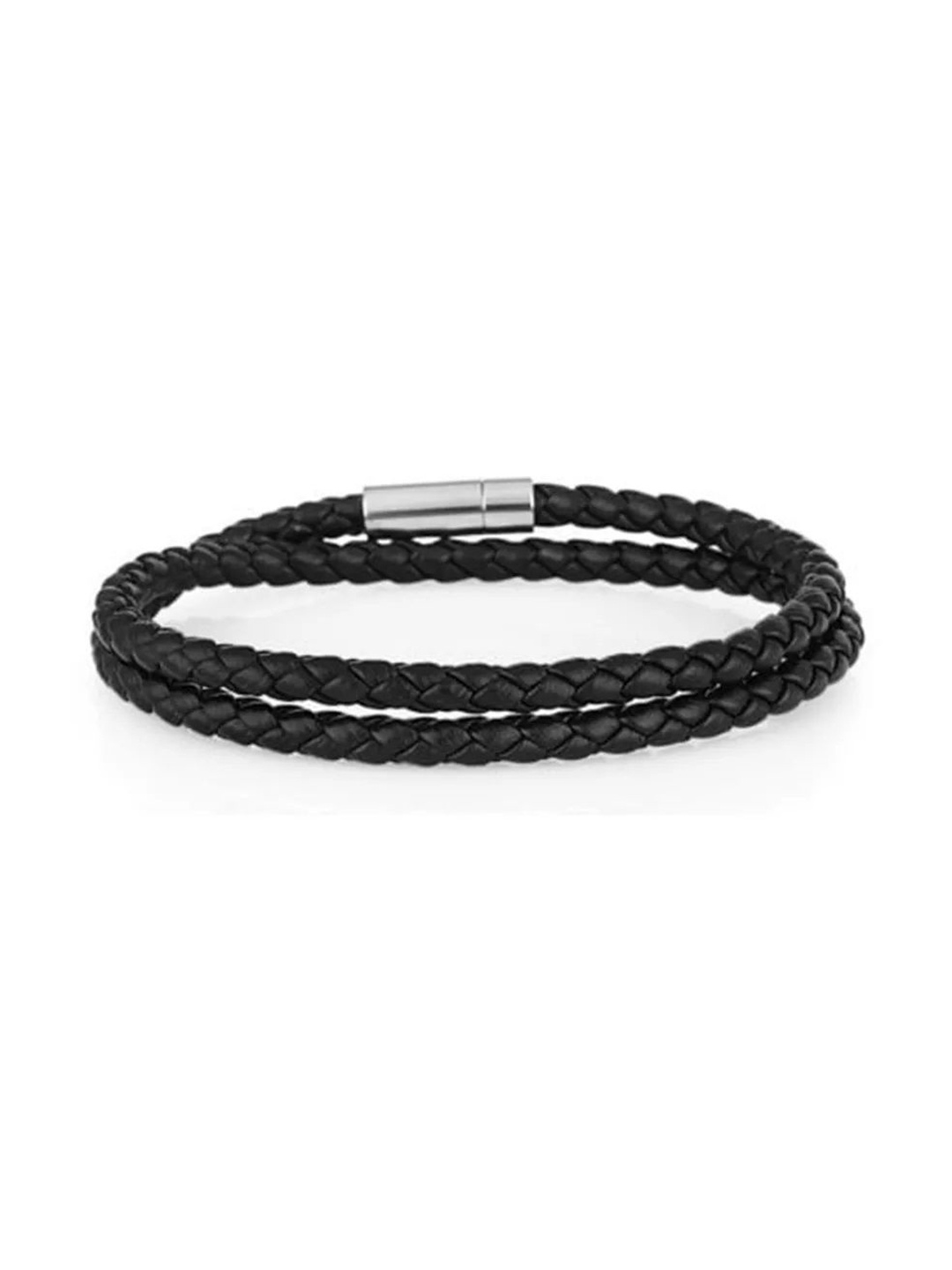 

SANTA BARBARA POLO & RACQUET CLUB Men Leather Wraparound Bracelet, Black