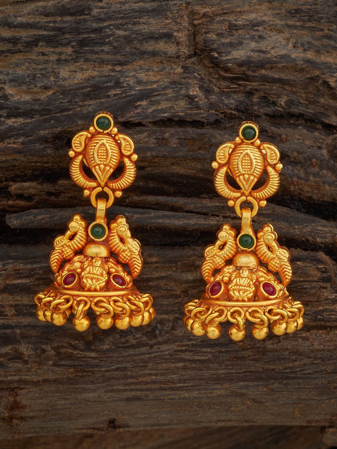 

Kushal's Fashion Jewellery 92.5 Sterling Silver Gold-Plated Dome Shaped Jhumkas Earrings