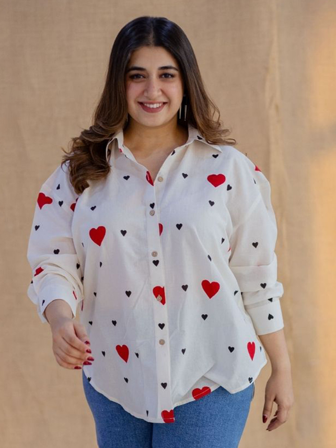 

THE INDIAN ETHNIC CO Women Opaque Printed Casual Shirt, White