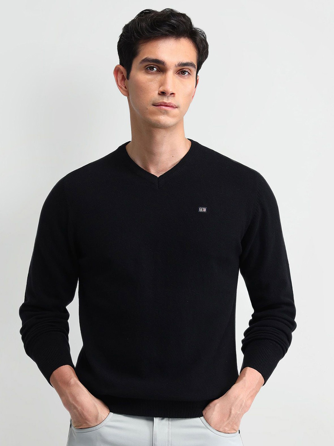 

Arrow Sport Men Cotton Pullover Sweater, Black