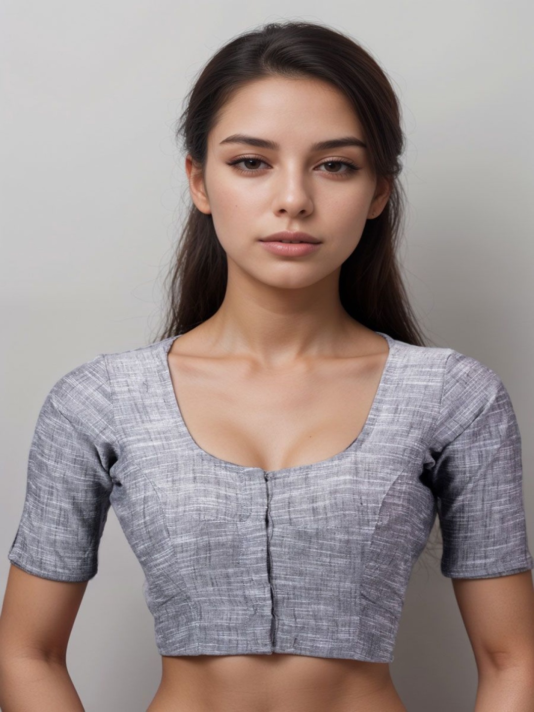 

Avishya Women Cotton Round Neck Saree Blouse, Grey