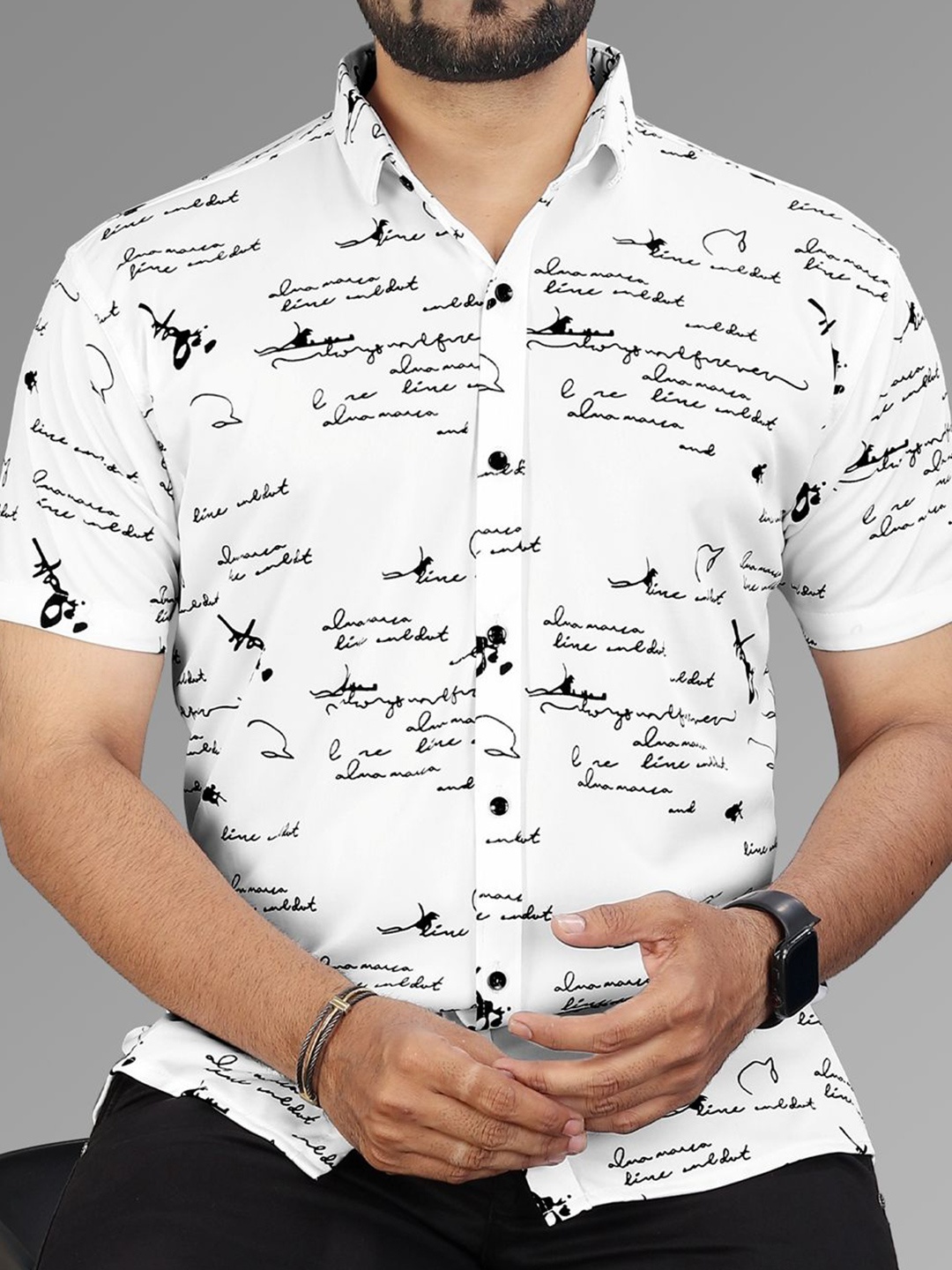 

VeBNoR Men Standard Fit Typography Printed Casual Shirt, White