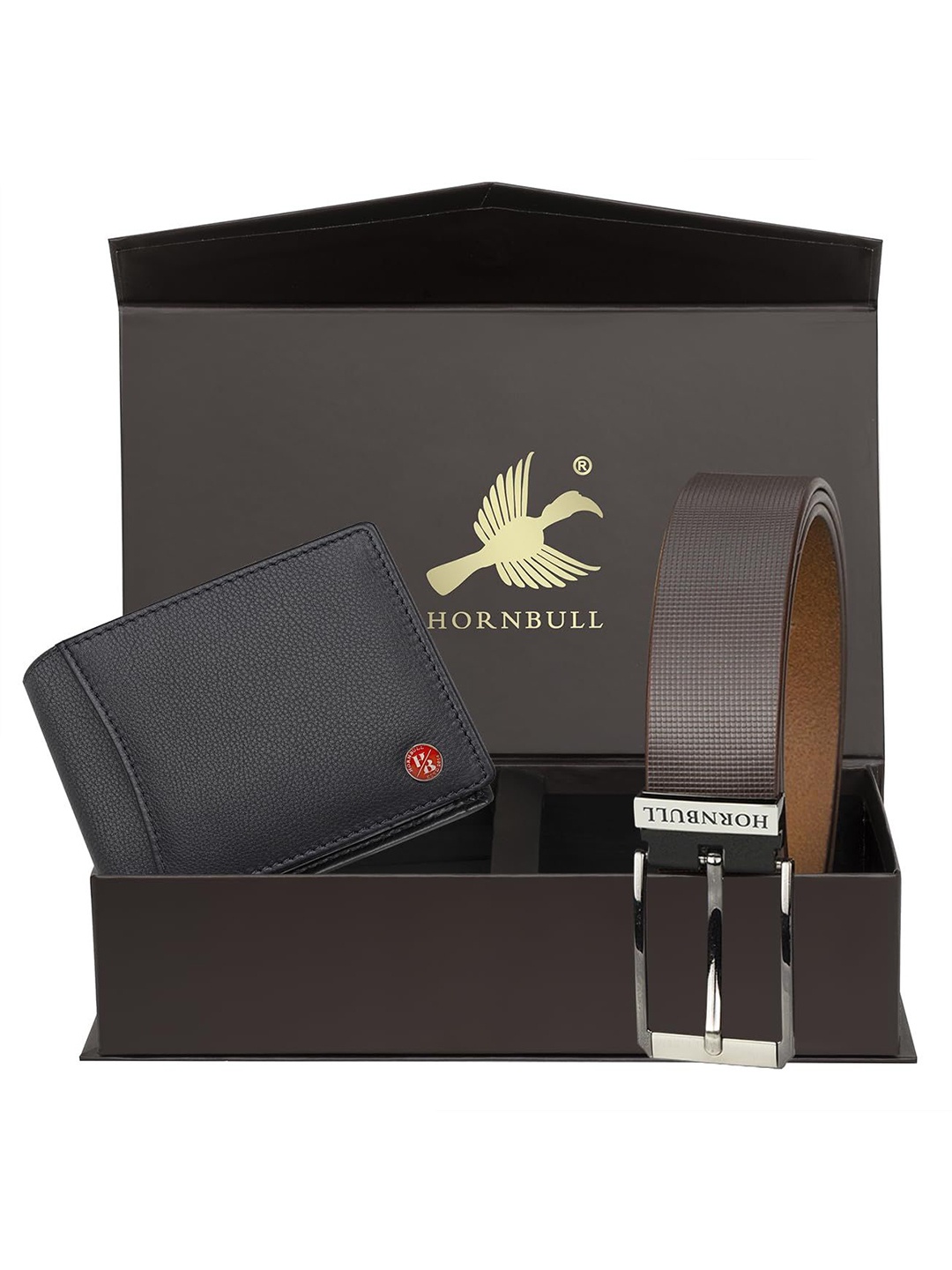 

Hornbull Themes Leather RFID Protected Black Wallet & Belt Accessory Gift Set