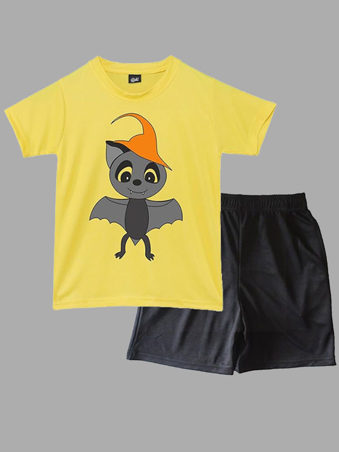 

RISH Unisex Kids Printed Round Neck T-Shirt With Shorts, Yellow