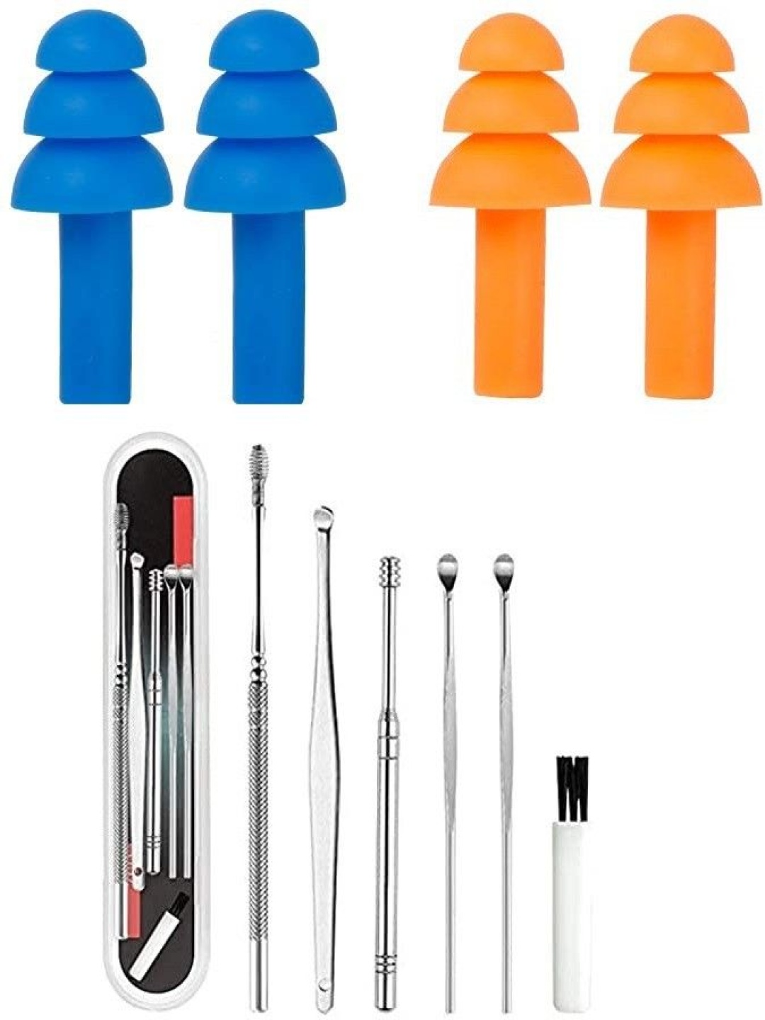 

Lenon Set Of 2 Pair Ear Plug & 6Pc Ear Wax Removal Kit, Blue
