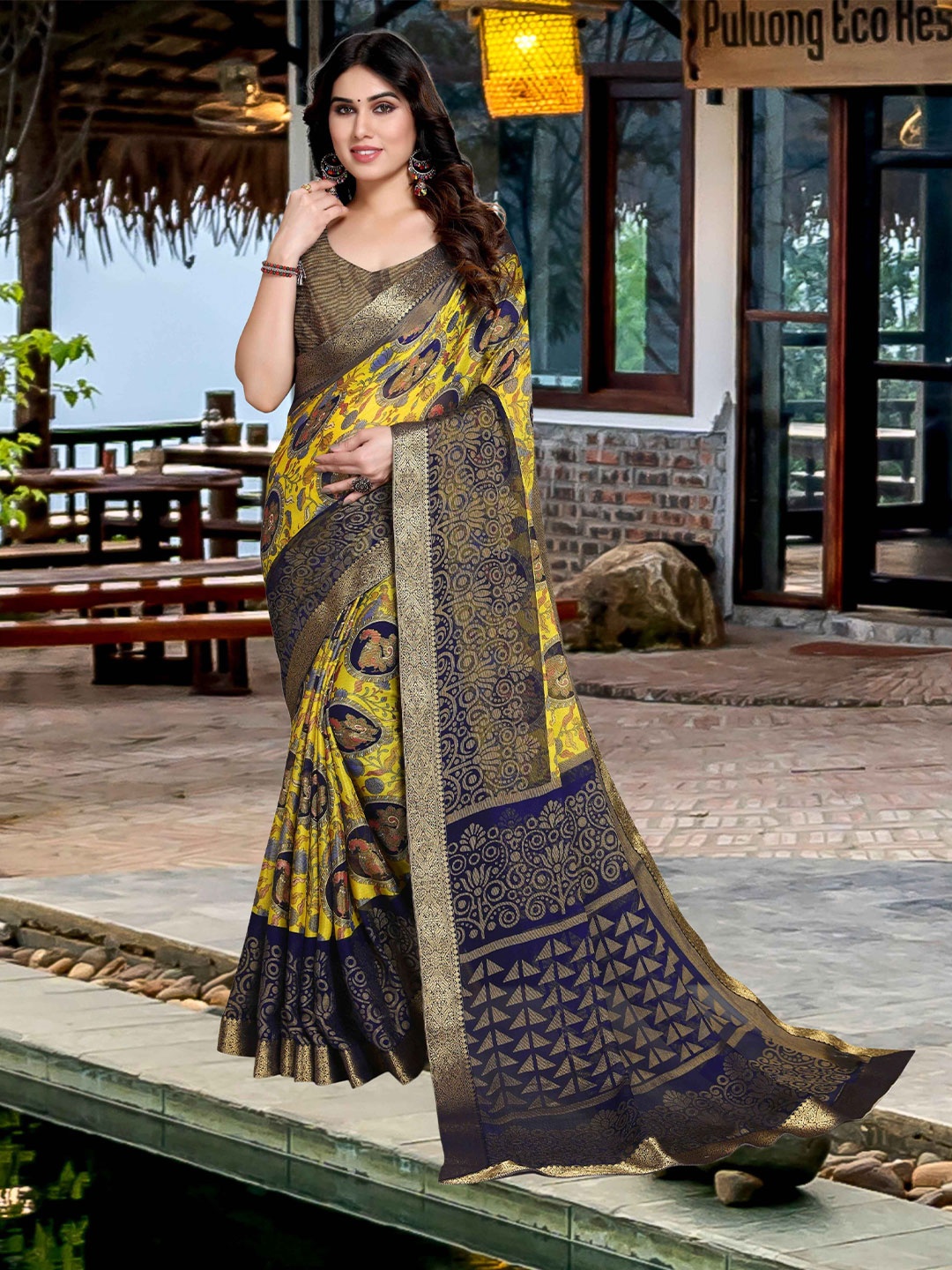 

EMV Ethnic Motifs Pure Chiffon Saree, Yellow