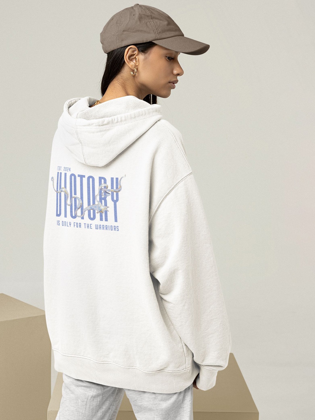 

TheBTclub Women Victory Hooded Sweatshirt, White