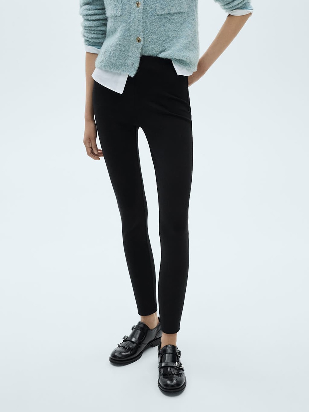 

MANGO Women Mid-rise Skinny Leggings, Black