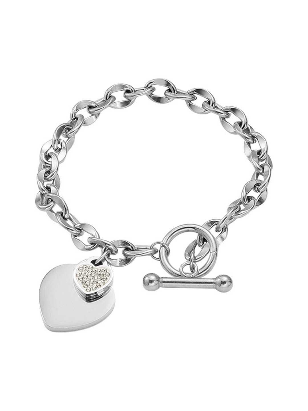 

StyleCast Silver-Toned Elegant Stone Studded Link Bracelet