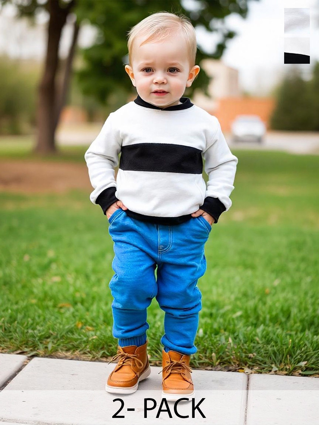 

BAESD Kids Colourblocked Cotton Sweatshirt, White