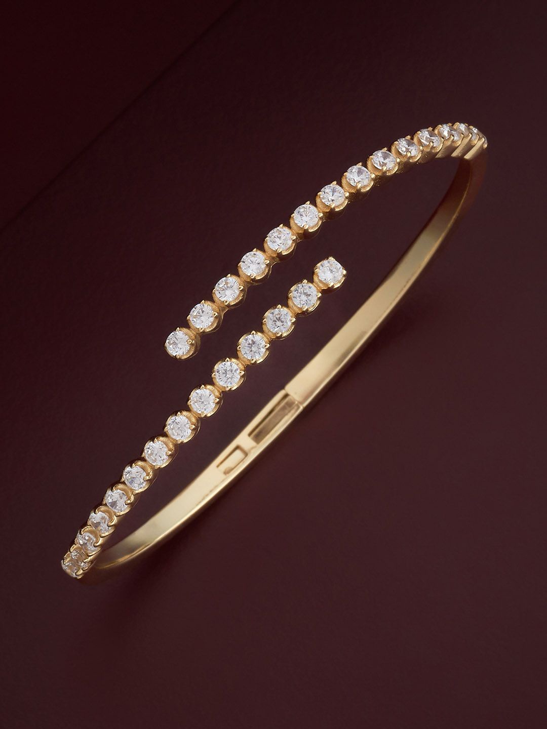

Kushal's Fashion Jewellery 92.5 Pure Silver Gold-Plated Stone Studded Cuff Bracelet