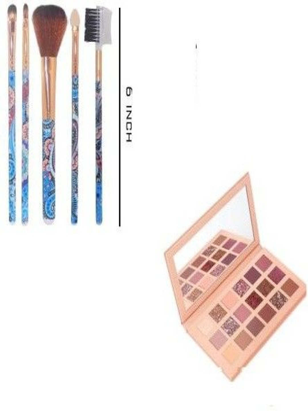 

Lenon Set Of 6 Long Lasting Eyeshadow Palette With Make Up Brushes, Nude
