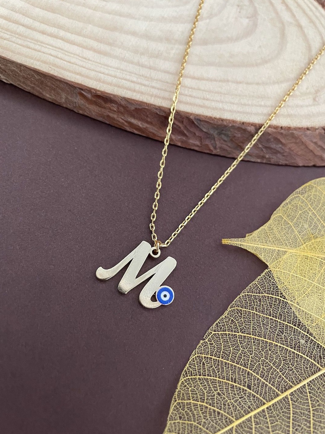 

Digital Dress Room Gold-Plated Letter 'M' Evil Eye Chain