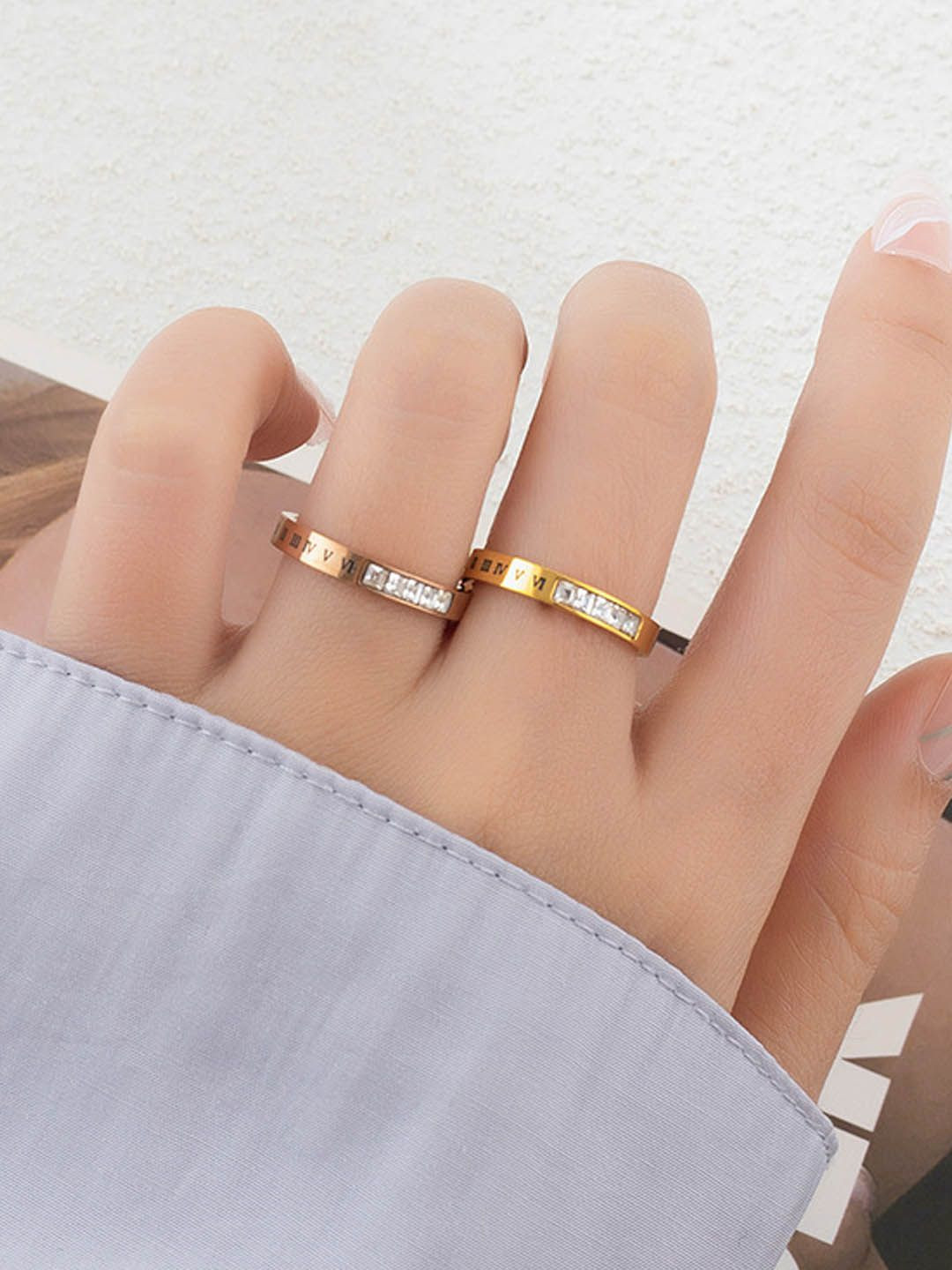 

StyleCast Gold-Toned Set Of 2 Stone-Studded Elegant Finger Rings