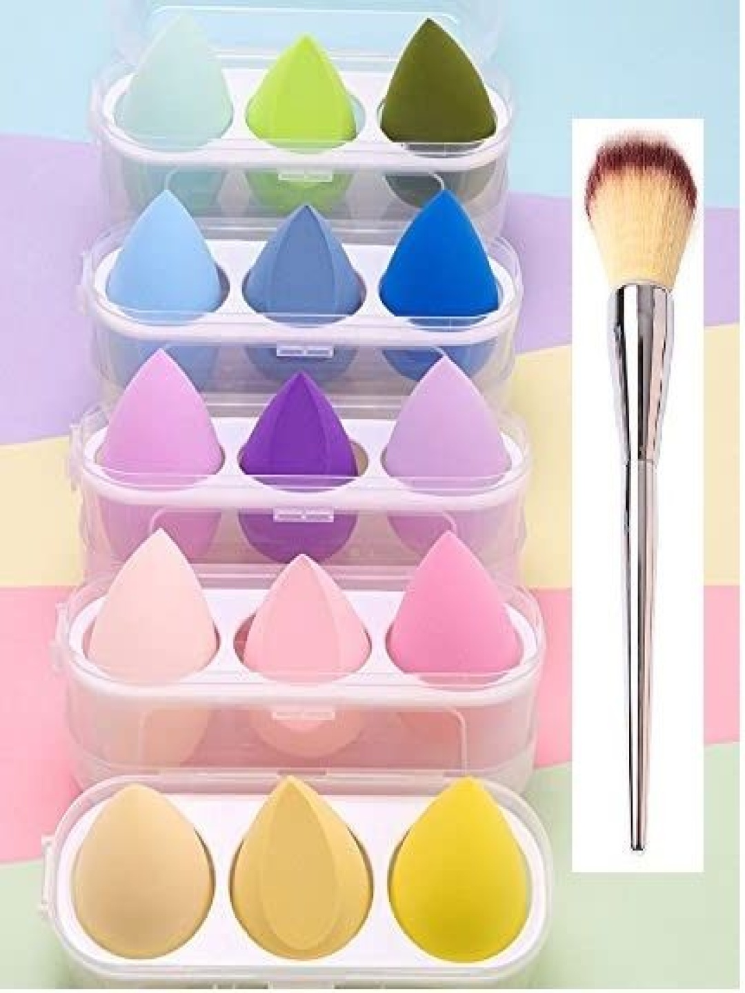 

Lenon Set Of 15 Blender Sponges With Brush, Pink