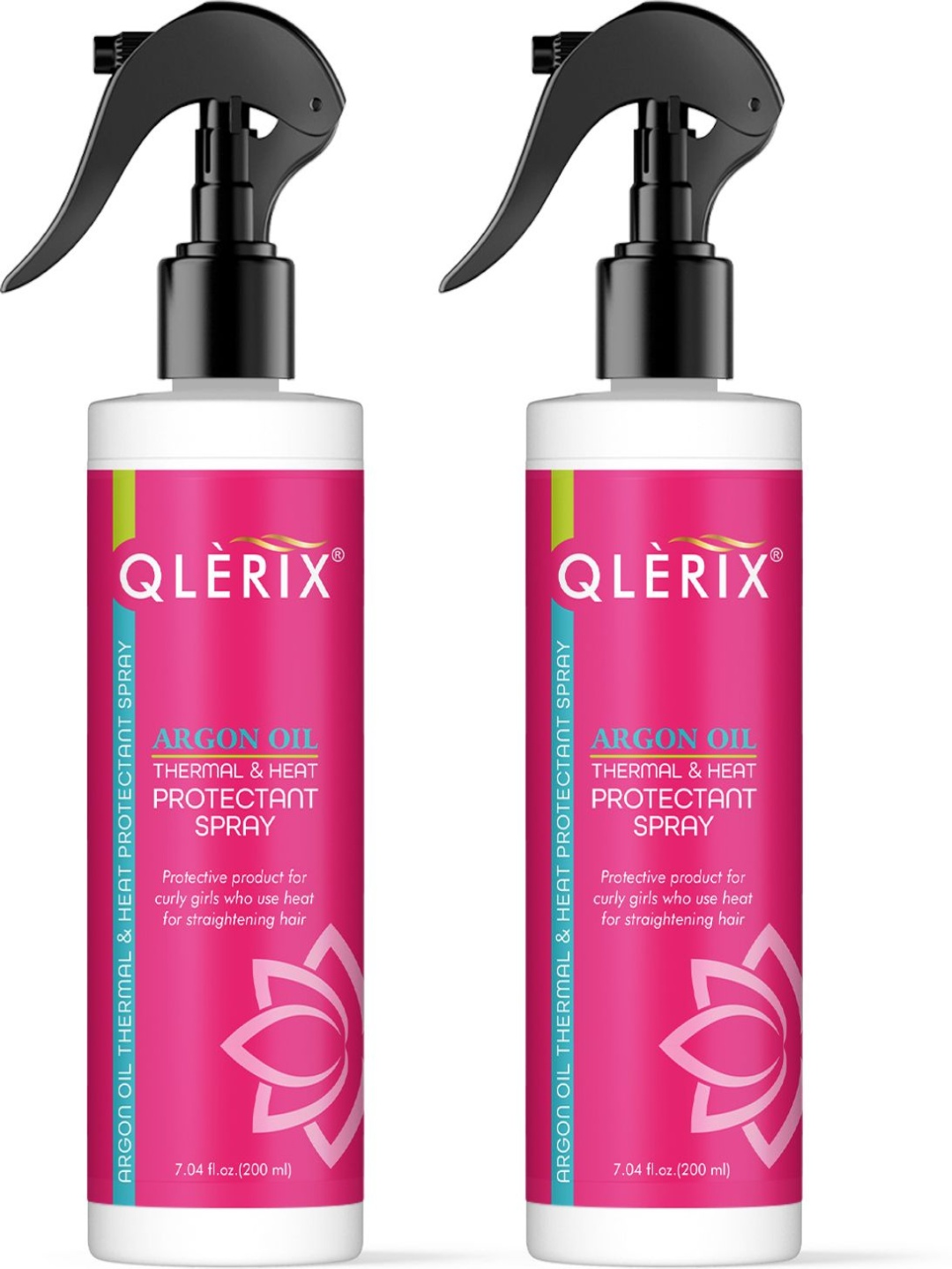 

QLERIX Set Of 2 Argan Oil Heat Protection Thermal Hair Spray - 200 ml Each, Transparent