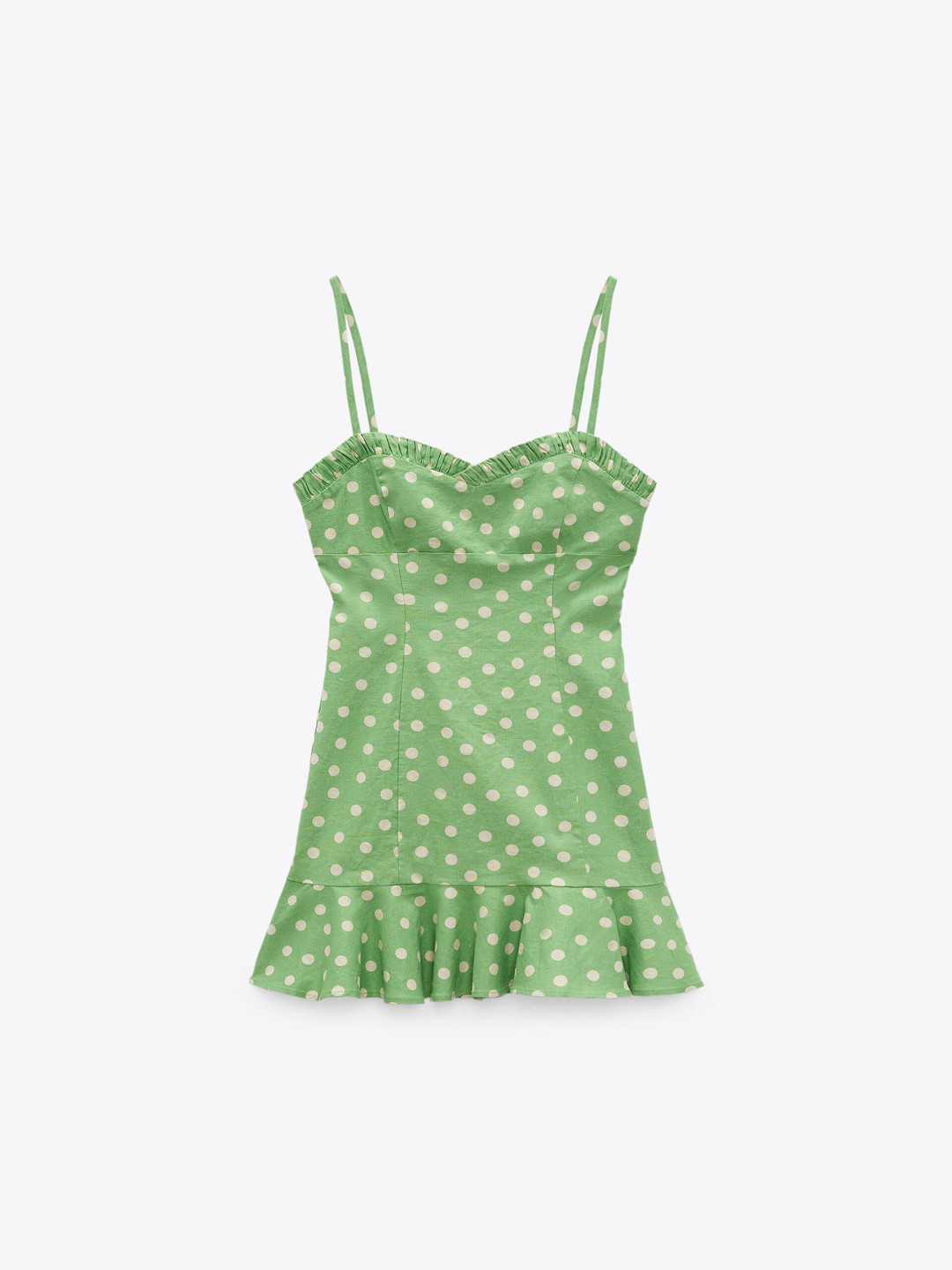 

ZARA Polka Dot Print Linen A-Line Dress, Multi