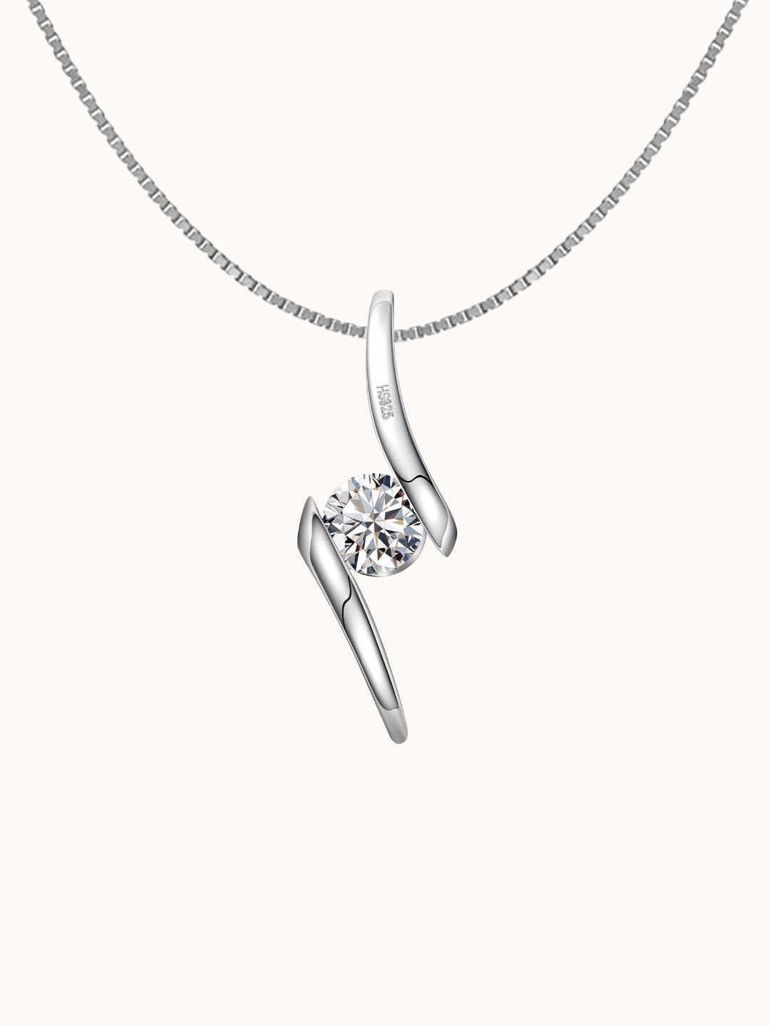 

HighSpark 92.5 Sterling Silver Cubic Zirconia Luminous Solitaire Pendant