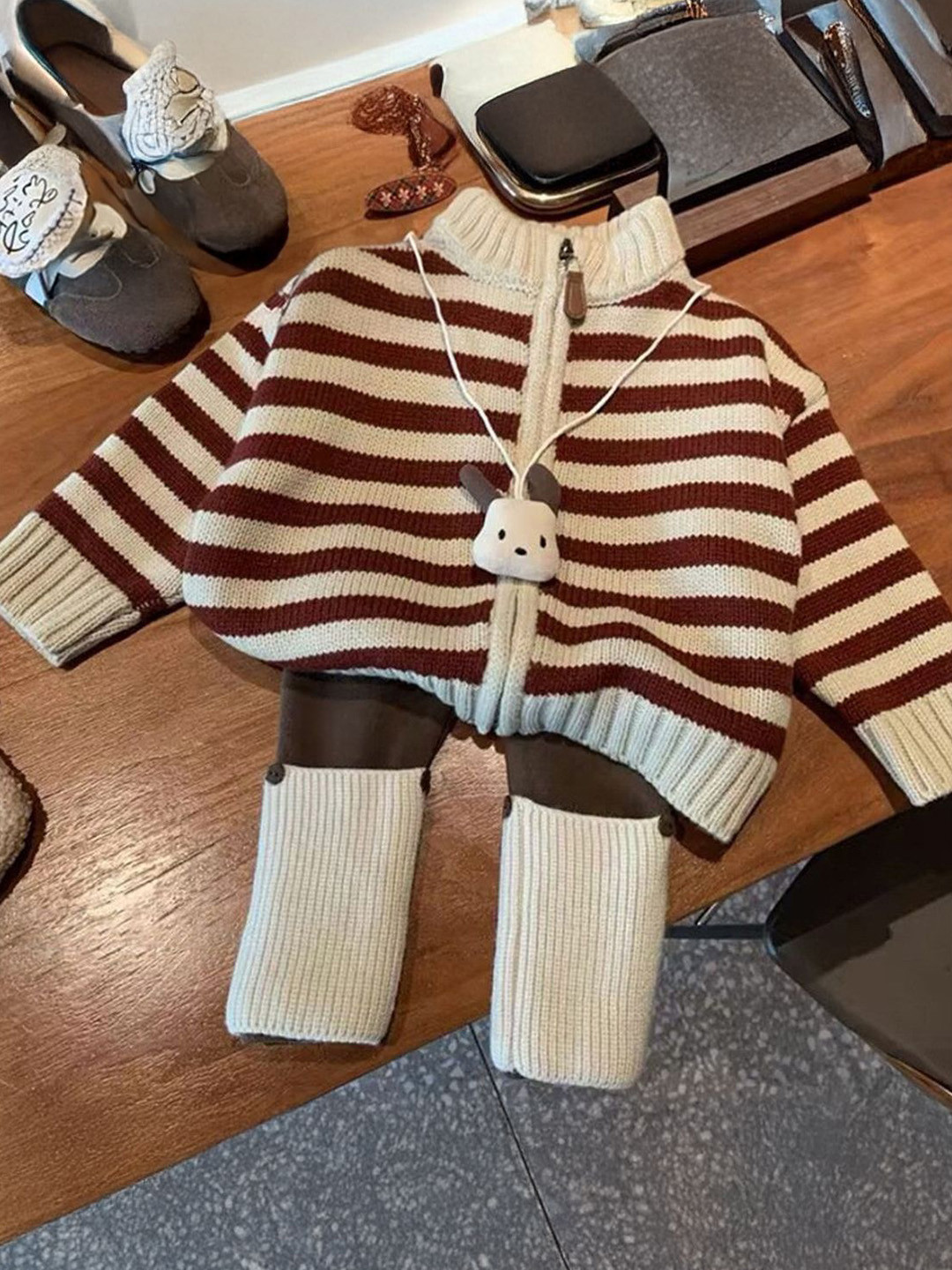 

FOREVER FRIDAY Girls Striped Cardigan Sweaters, White