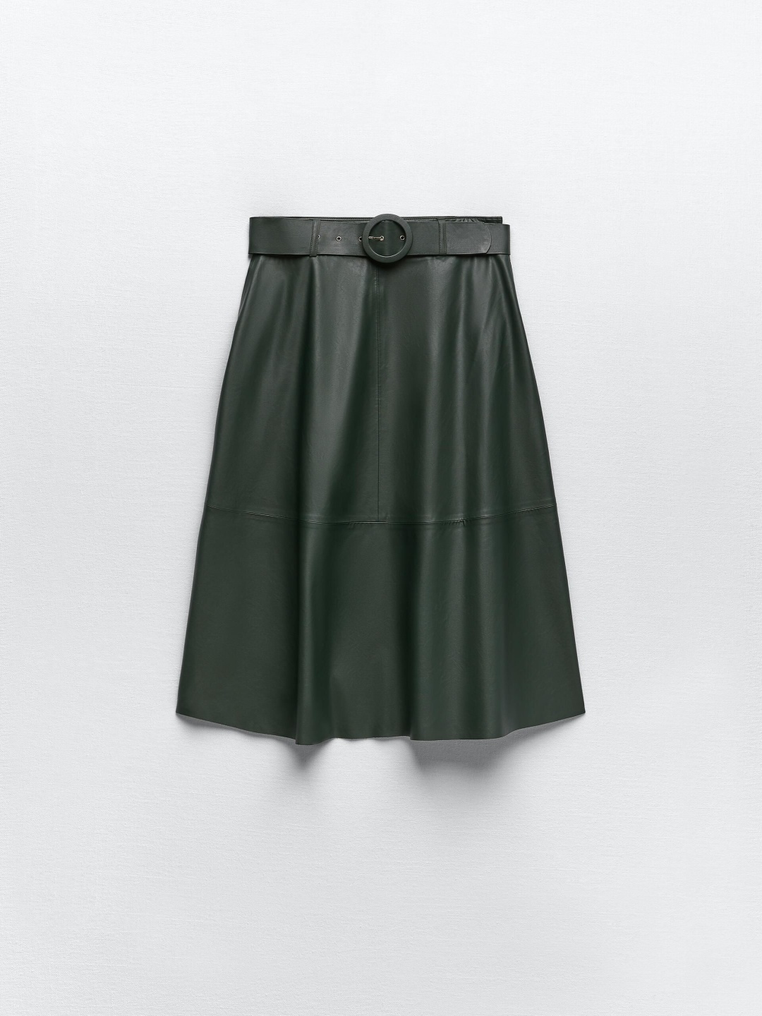 

ZARA Women Belted High Waist Midi Skirt, Olive