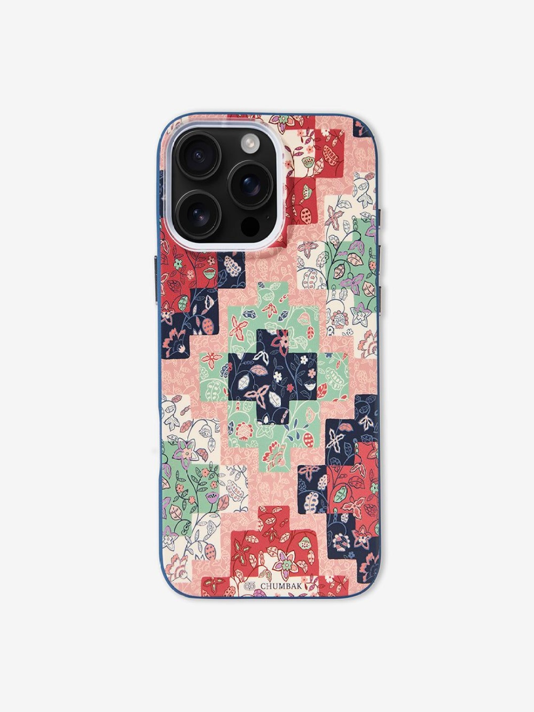

Chumbak Phone Case Cover For iPhone 16 Pro Max Batik Patchprint, Blue